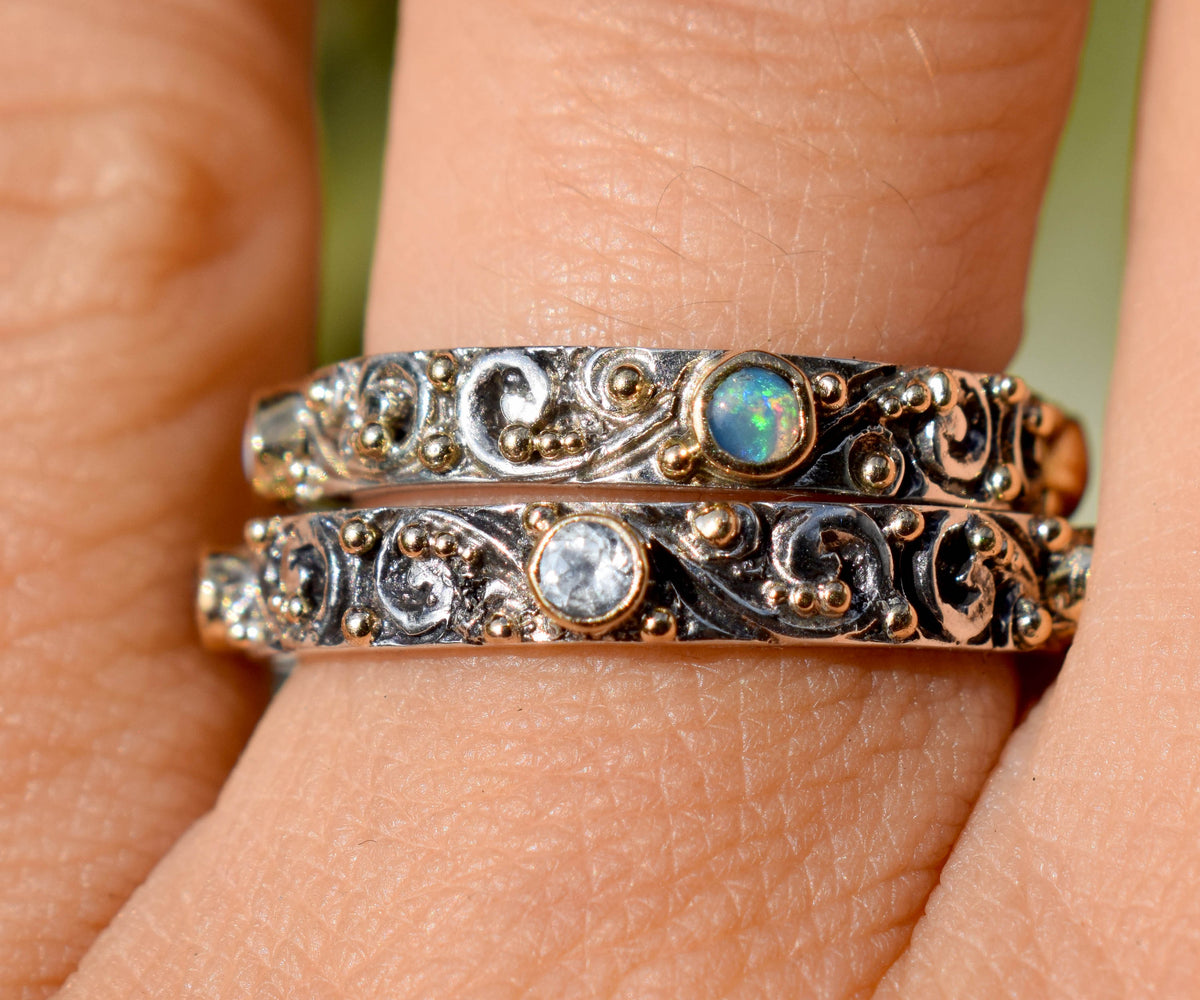 Anillo Basic Tallado Opalo