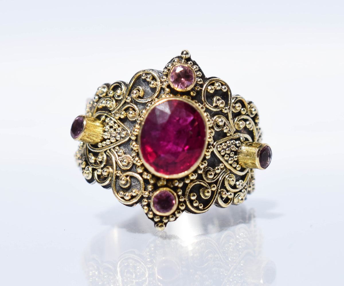 Anillo Lotus Turmalina