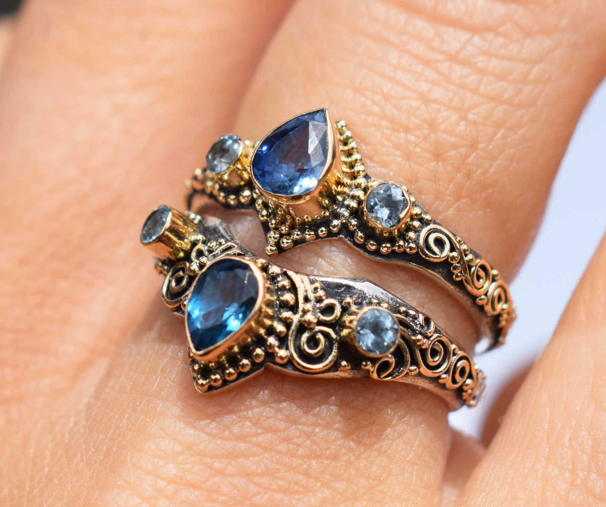 Anillo Fusión Topacio Aguamarinas