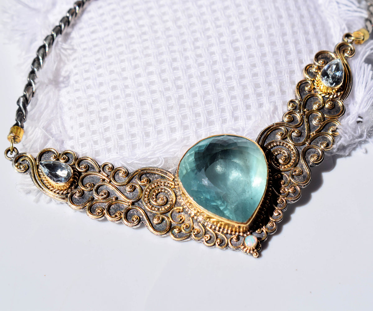 Collar Angel Wings Aguamarina