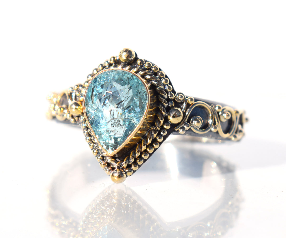 Anillo Fall in love Aguamarina