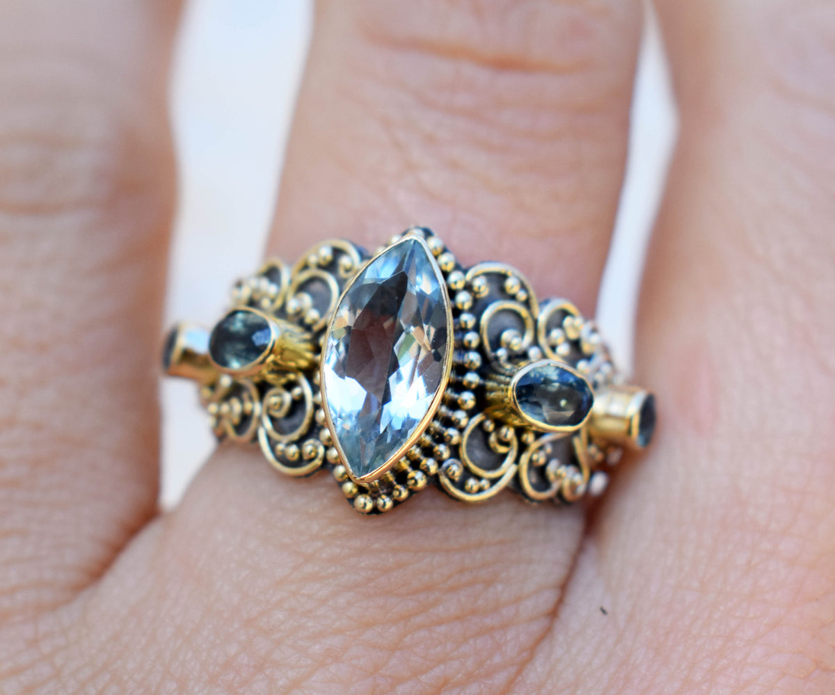 Anillo Ajna Aguamarina