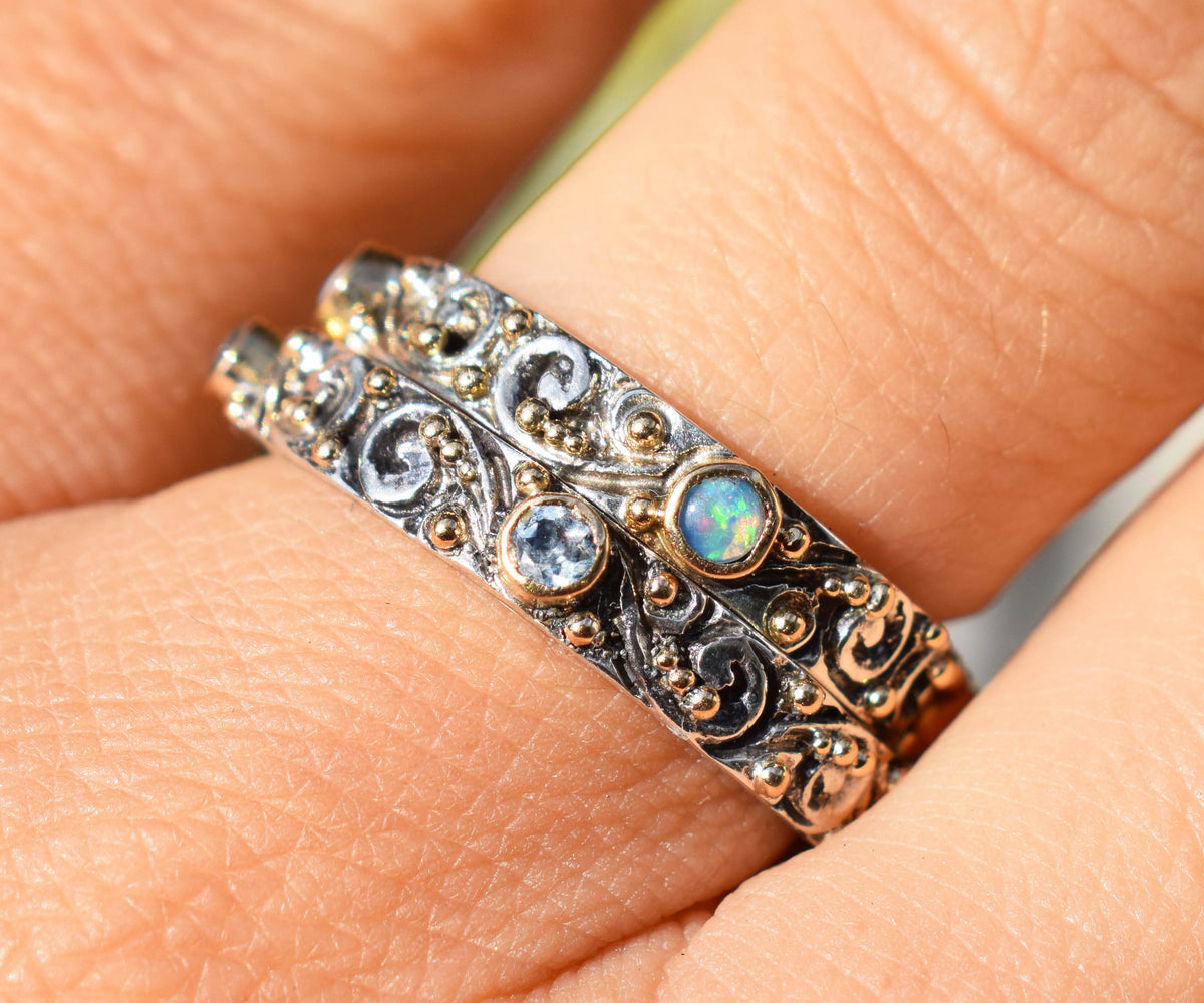 Anillo Basic Tallado Opalo