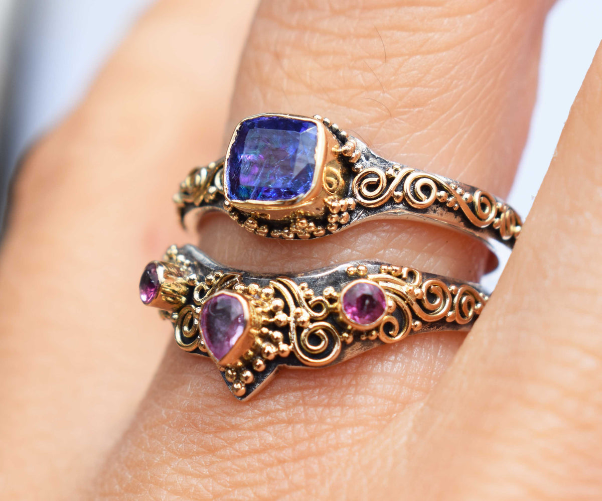 Anillo Fusión Zafiro rosado Turmalinas