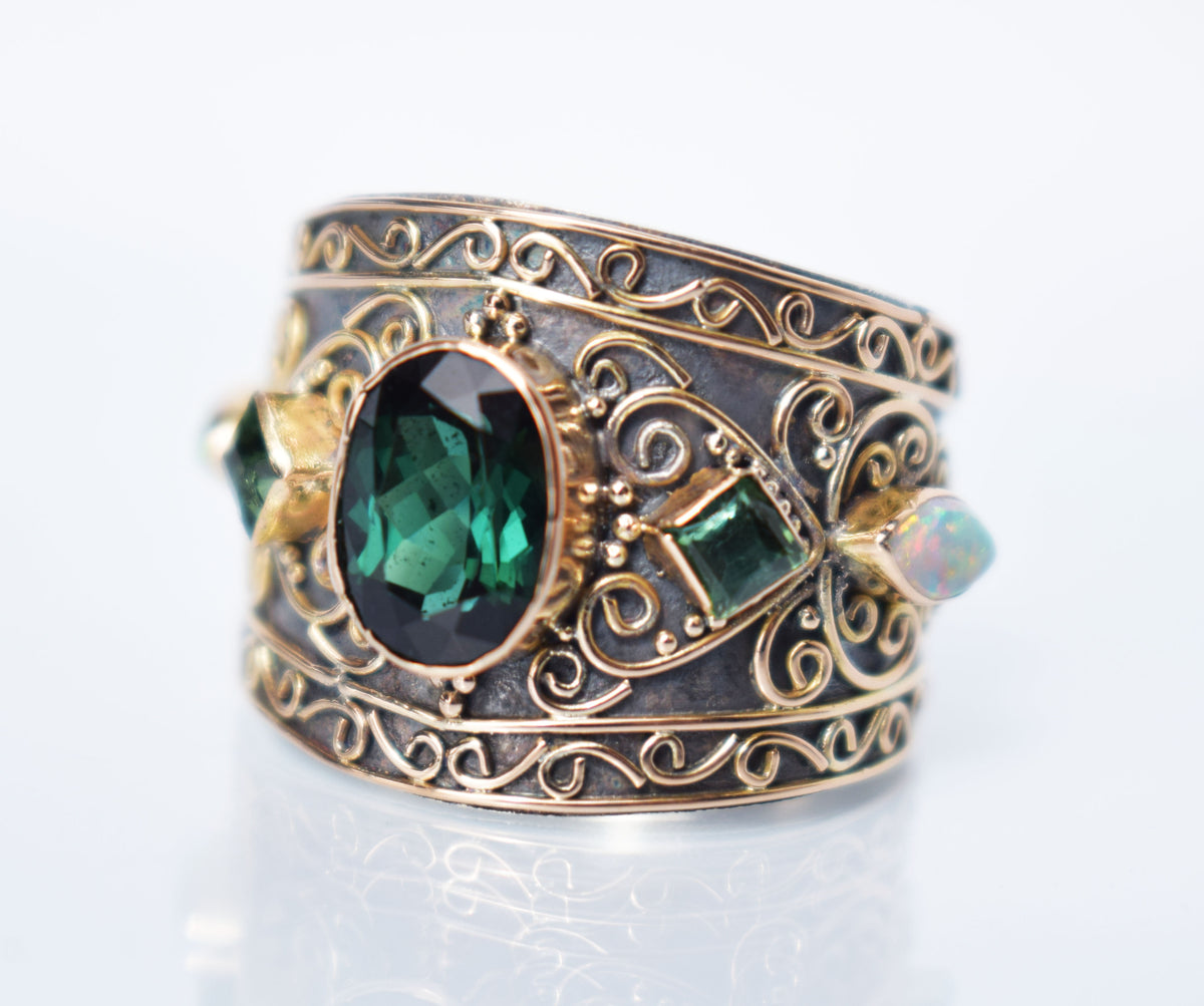 Anillo Las Mil y Una Noches Turmalina Verde