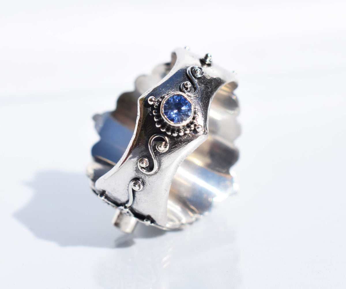 Anillo Lotus Aguamarina