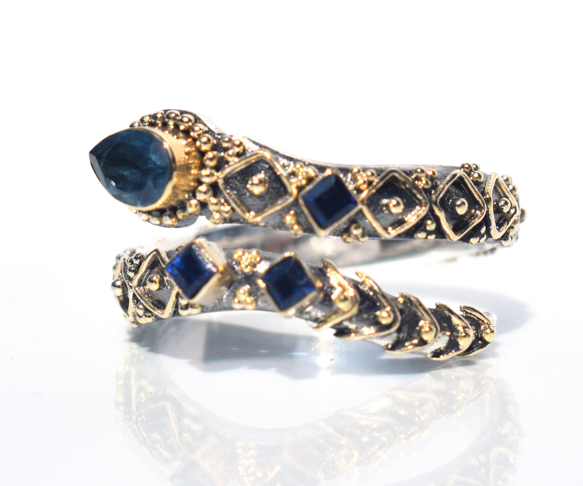 Anillo Kundalini Topacio Zafiro