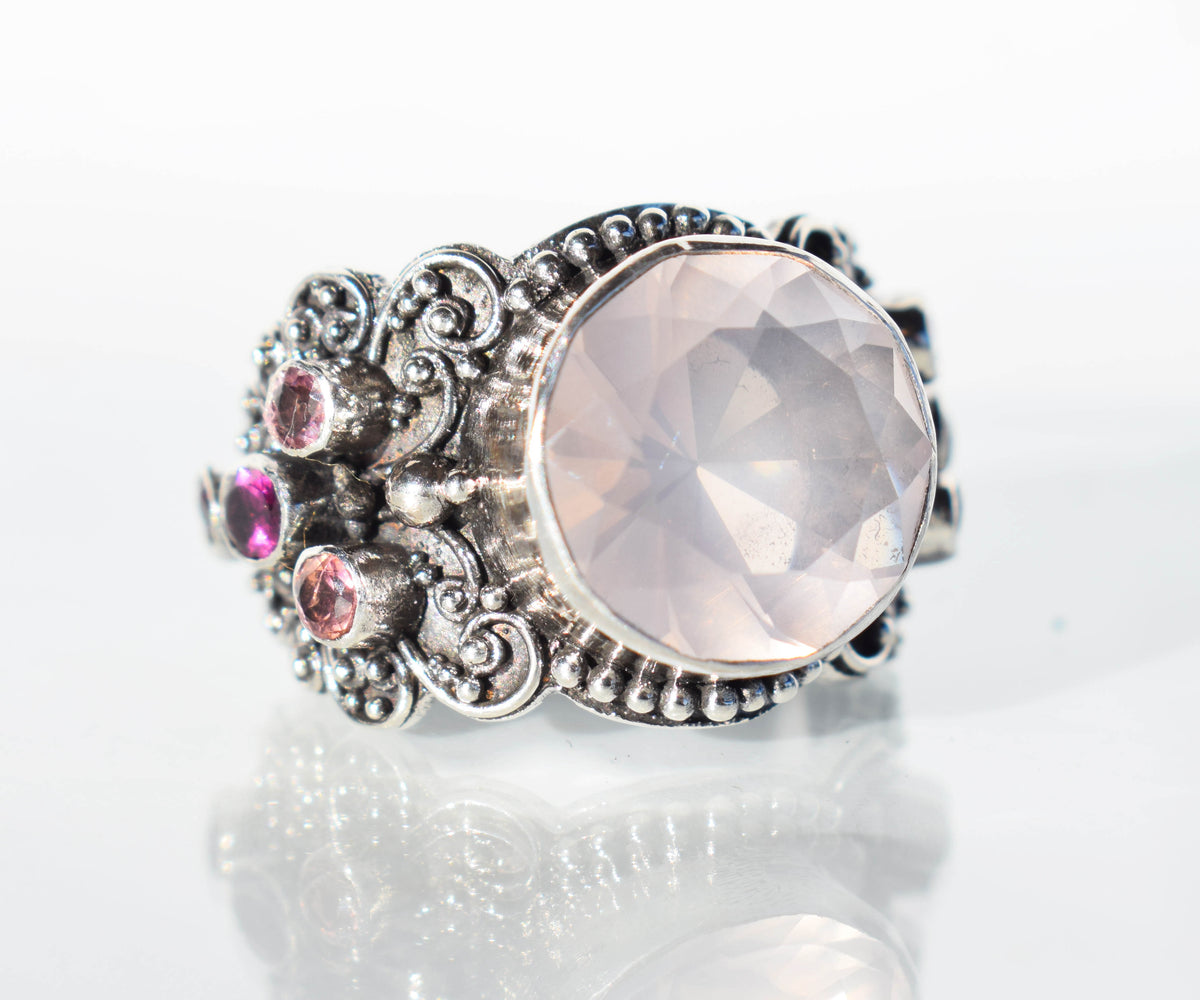 Anillo Sultan Cuarzo Rosa Edición Silver