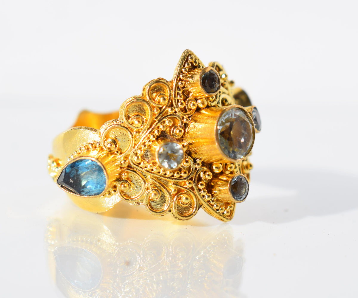 Anillo Gold Habibi Aguamarina