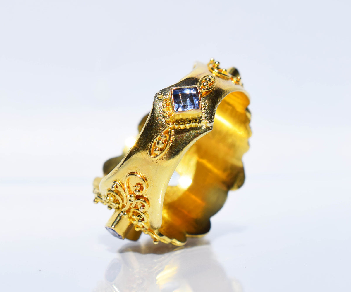 Anillo gold Antara Aguamarina