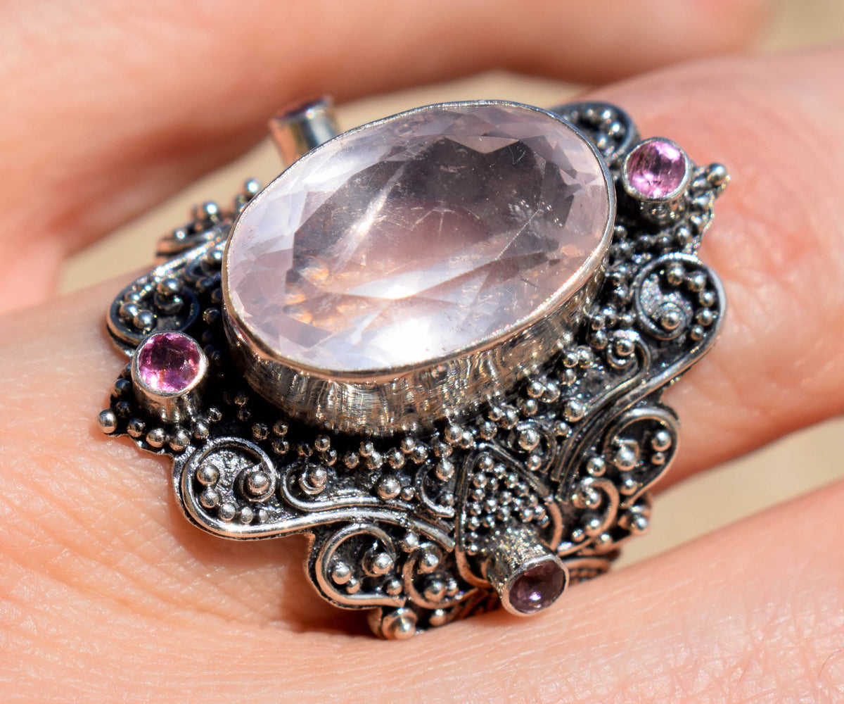 Anillo Lotus Cuarzo rosado