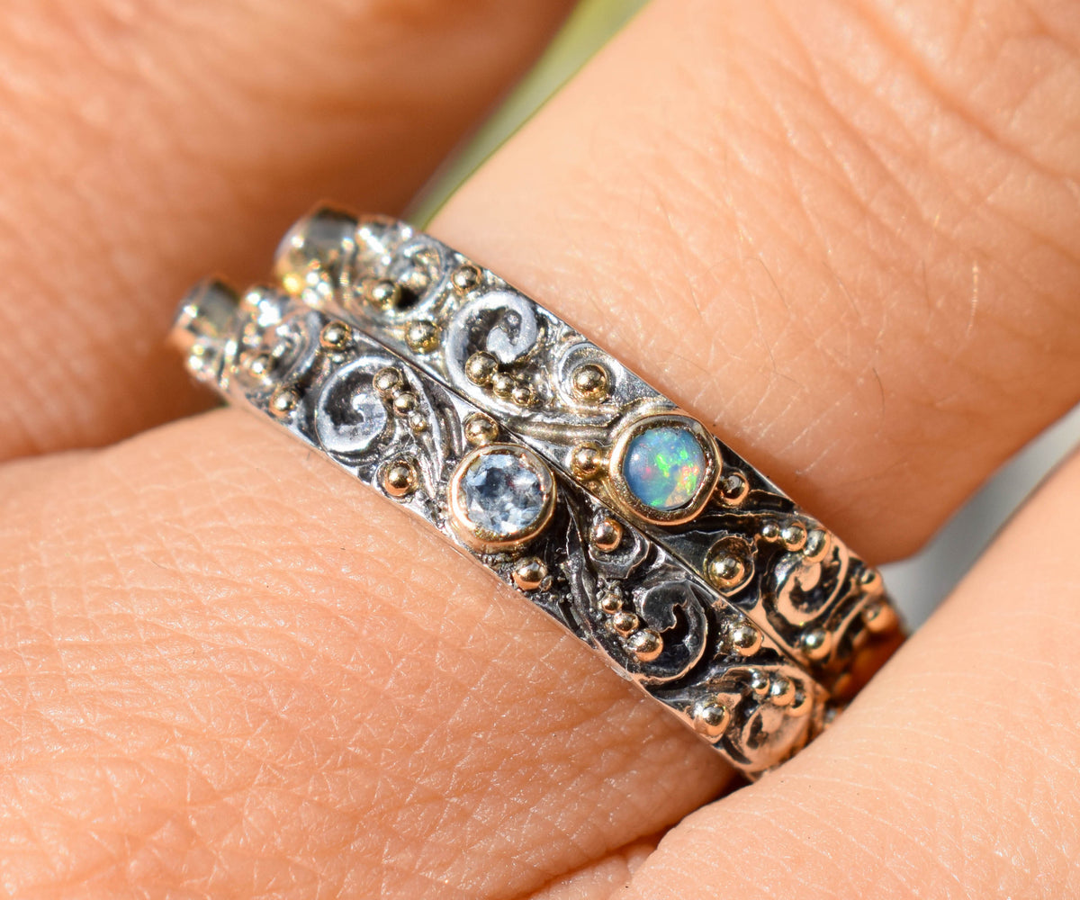 Anillo Basic Tallado Aguamarina