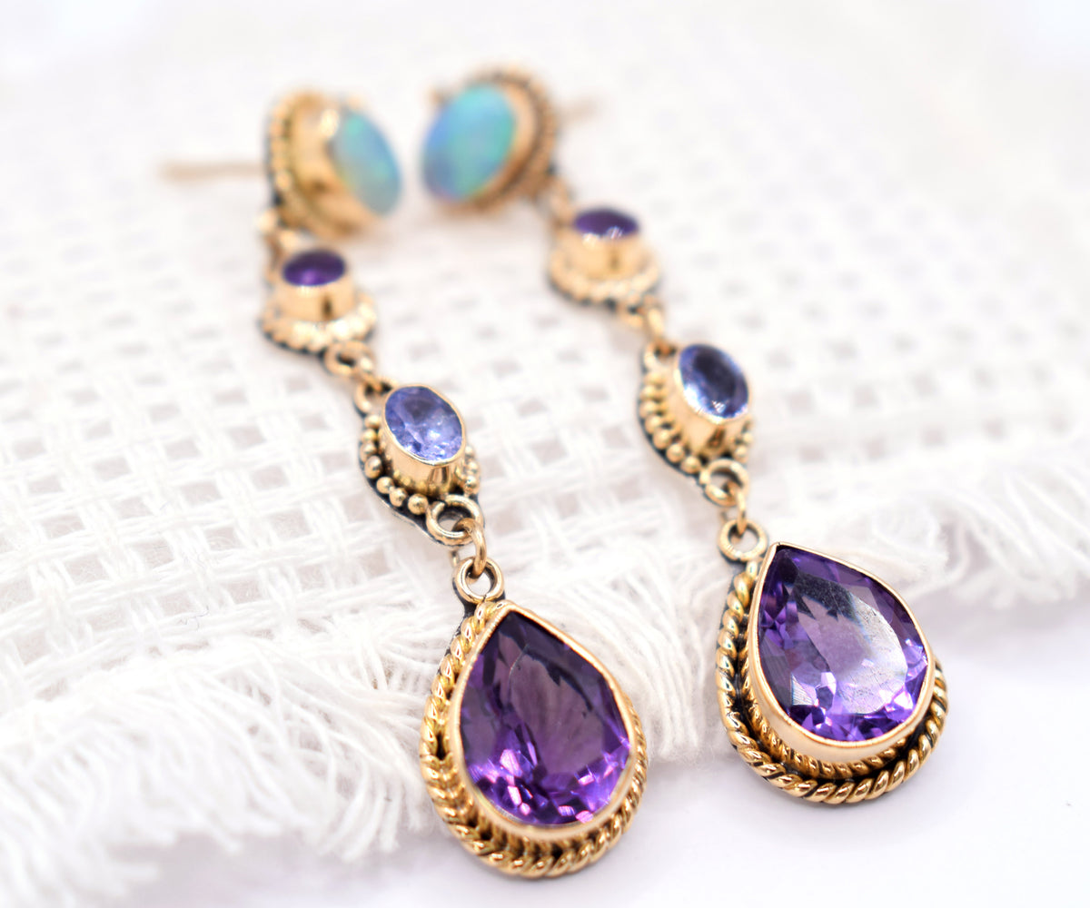 Aros Petra Amatista y  Opalos