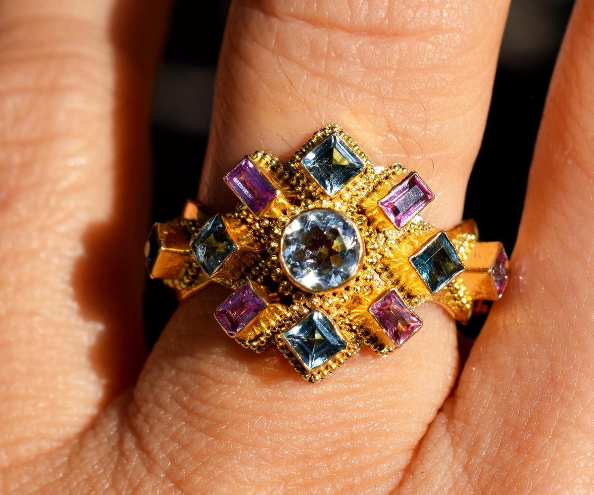 Anillo Surya Namaskar Aguamarina