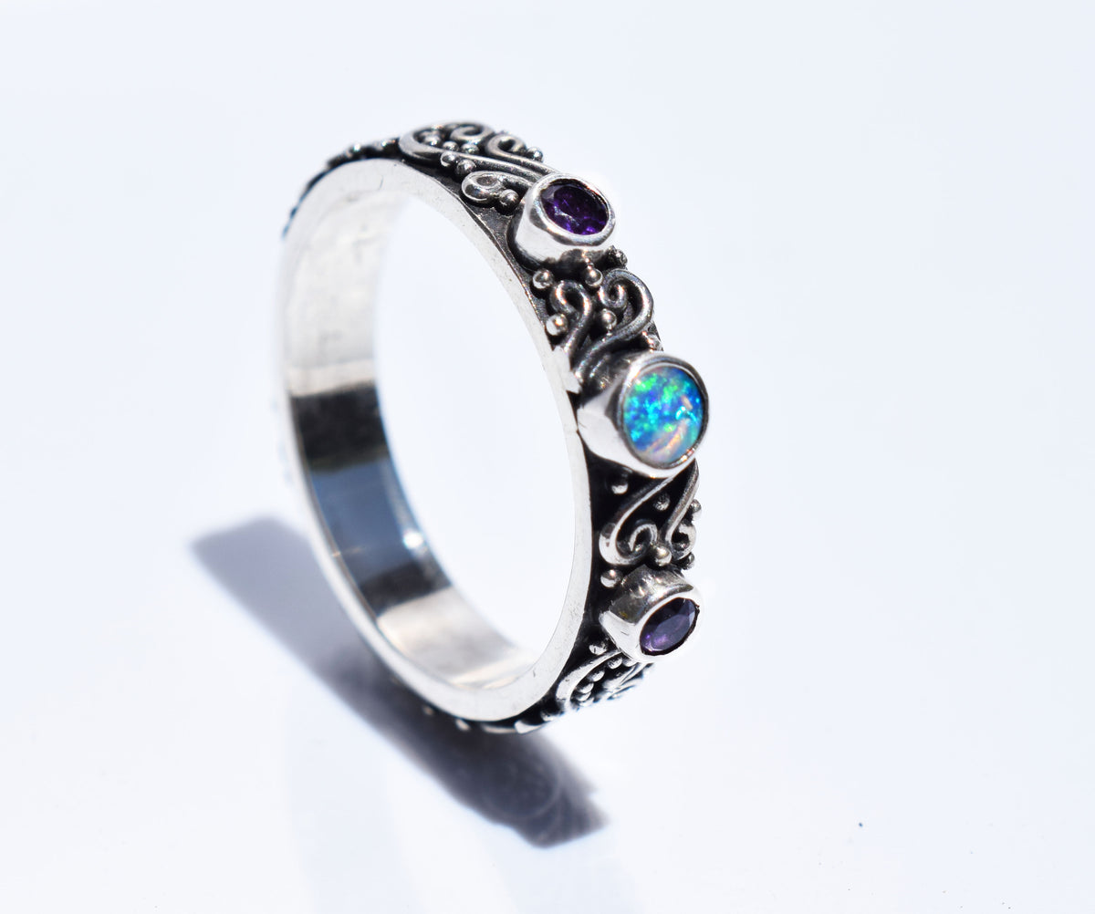 Anillo Basic Ópalo Amatistas