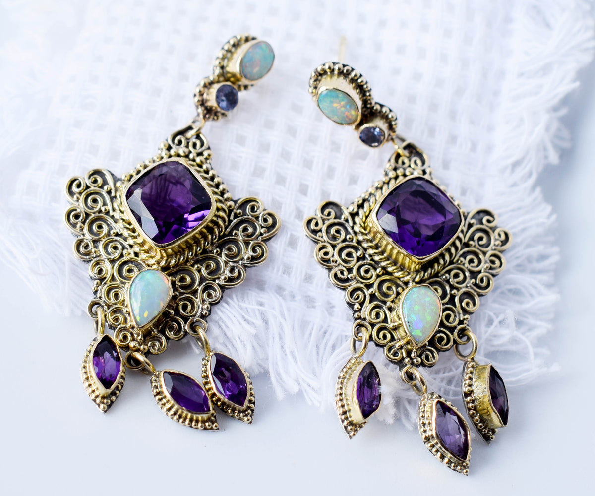 Aros El Cairo Amatista Opalo