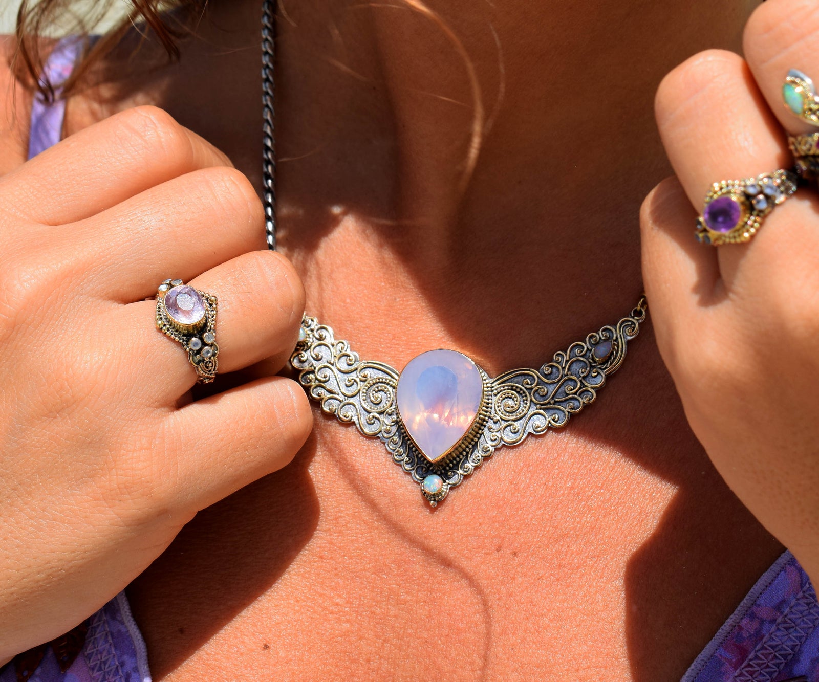 Collar Angel Wings Amatista perla