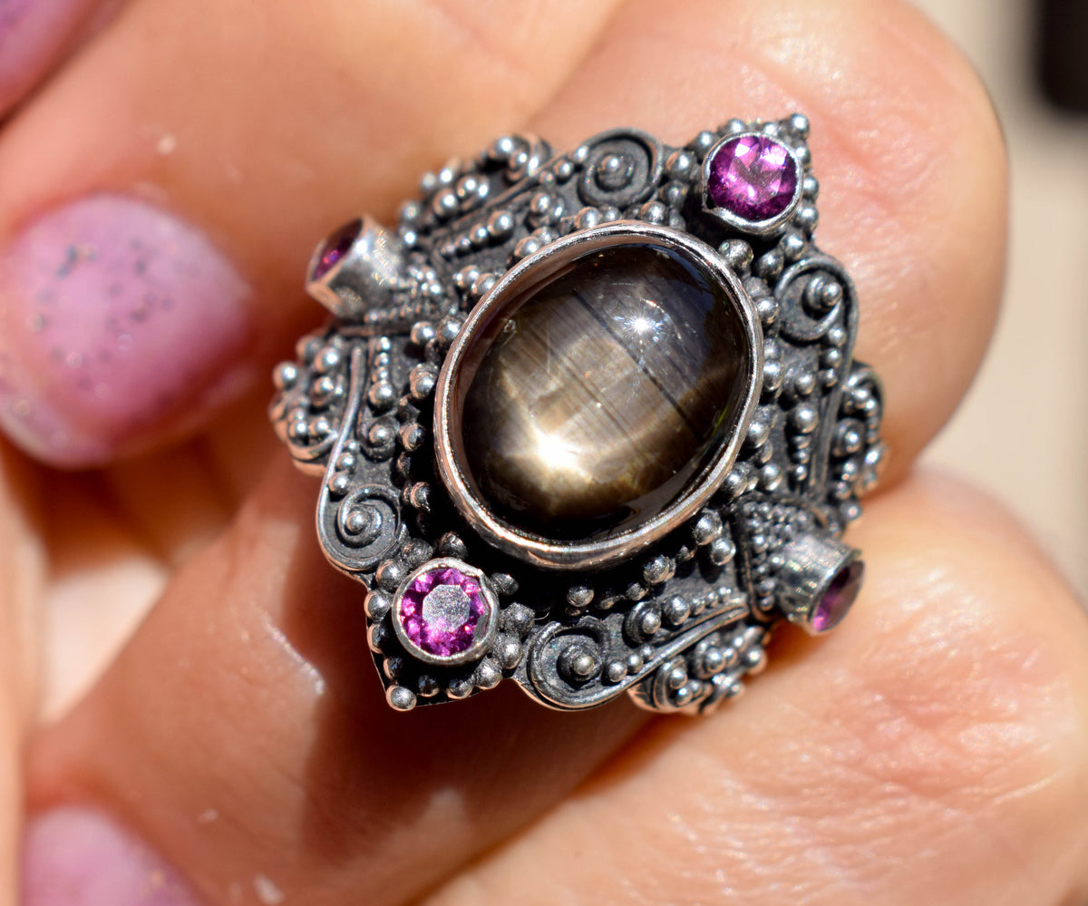 Anillo Lotus Zafiro Estrella