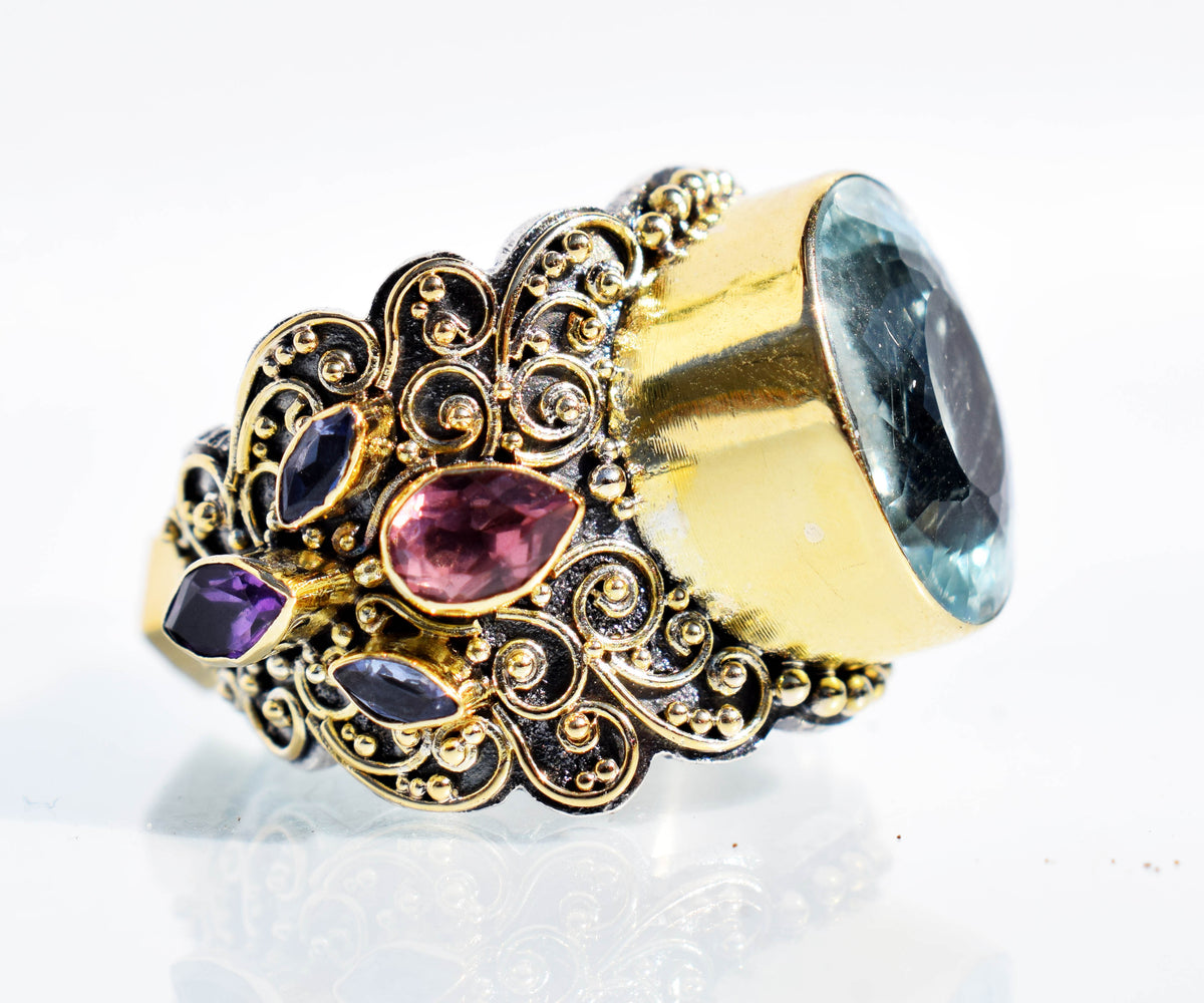 Anillo Magnolia Aguamarina