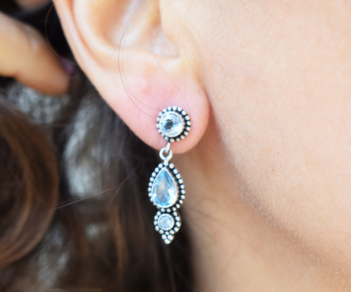 Aros Roma Aguamarinas y Topacios