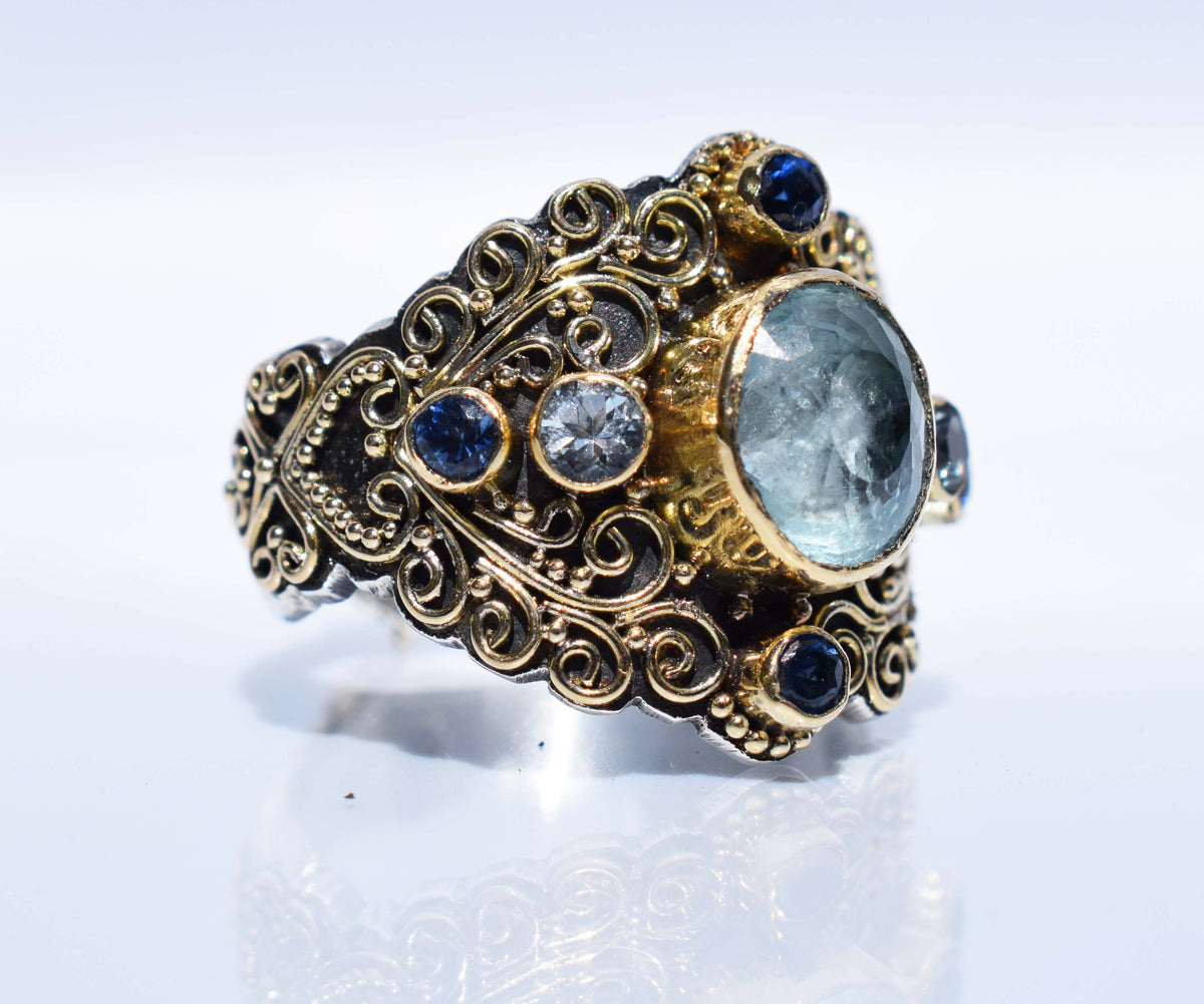 Anillo Love Aguamarina