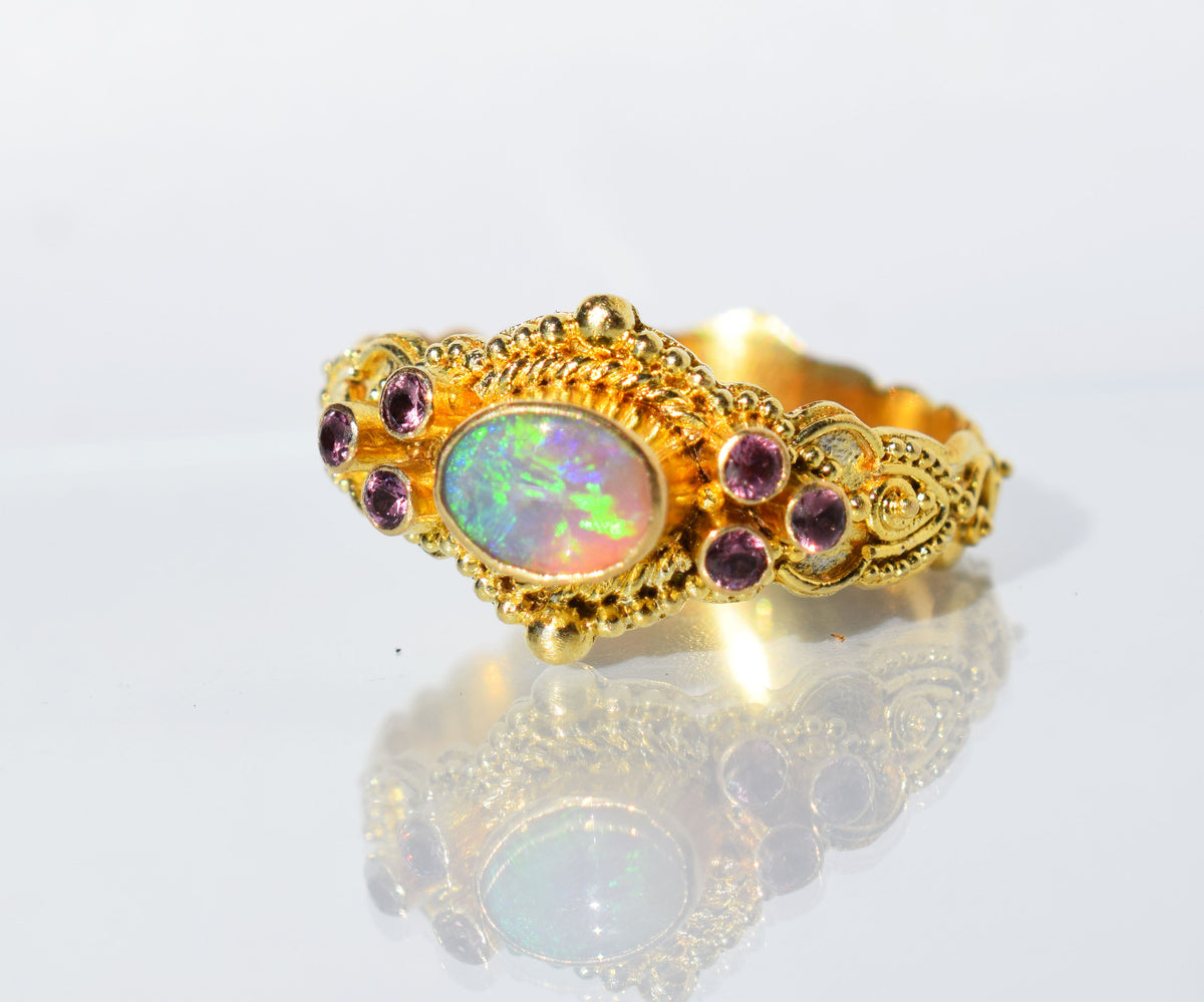 Anillo Azahara gold Opalo