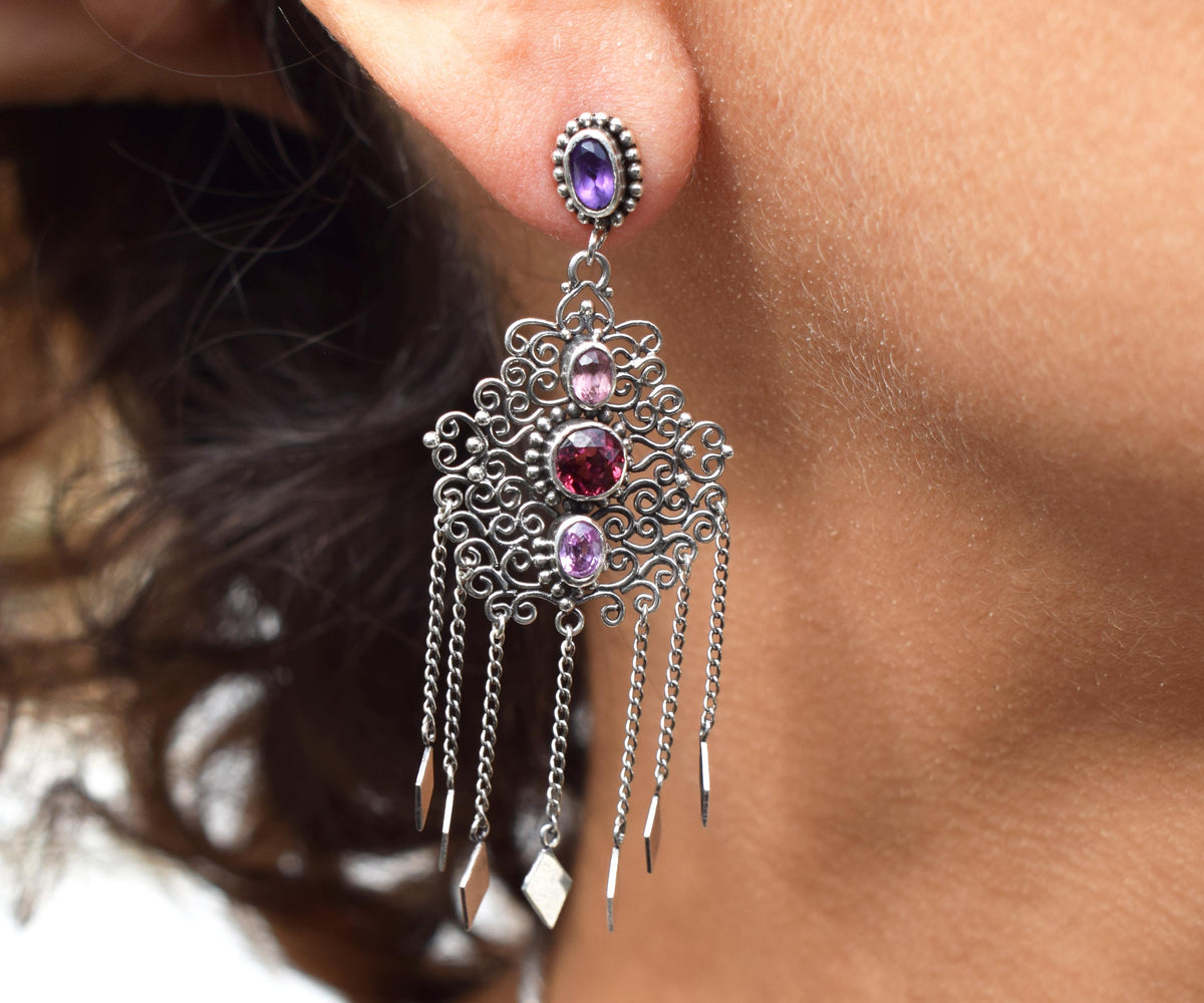 Aros Kalbelia Silver Rodolitas