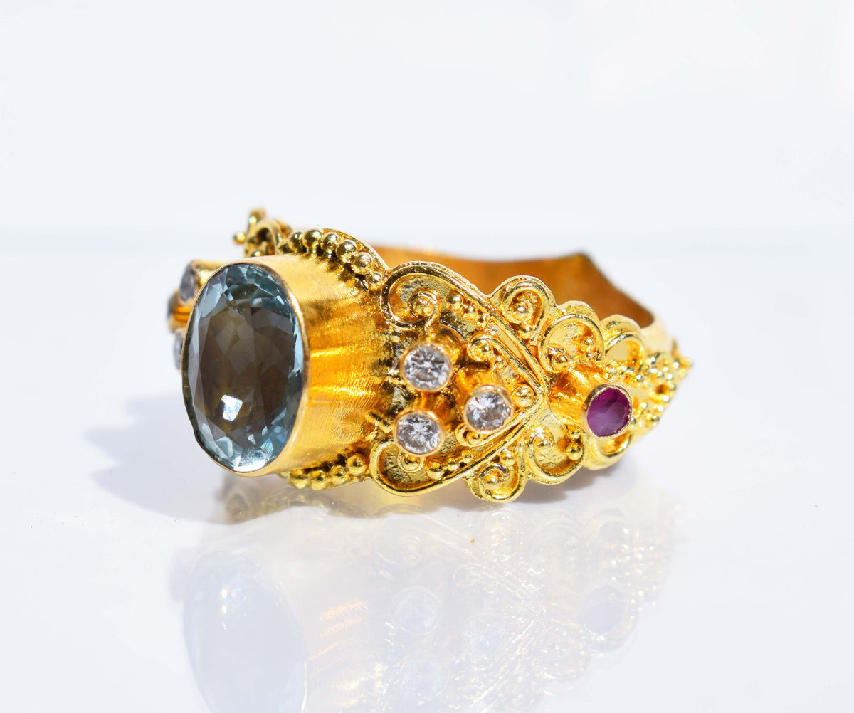 Anillo Kaya Gold Aguamarina