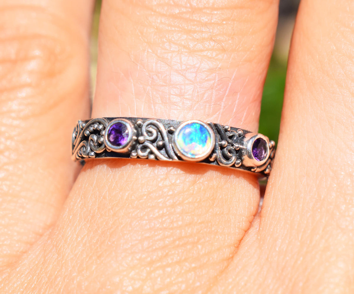 Anillo Basic Ópalo Amatistas