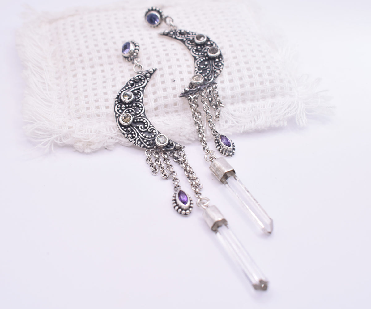 Aros Lluvia de Luna Zafiro Verde