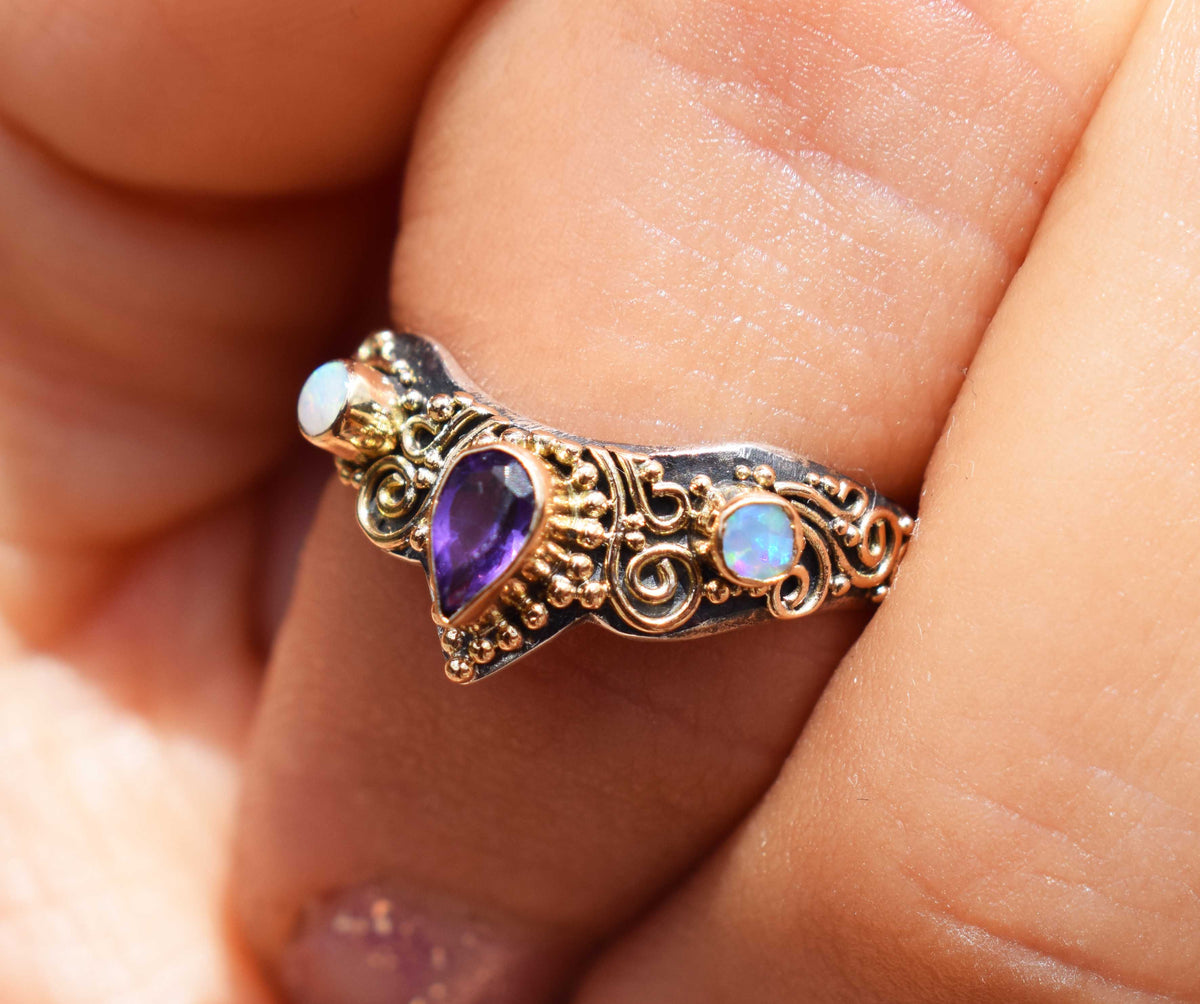 Anillo Fusión Amatista Ópalo