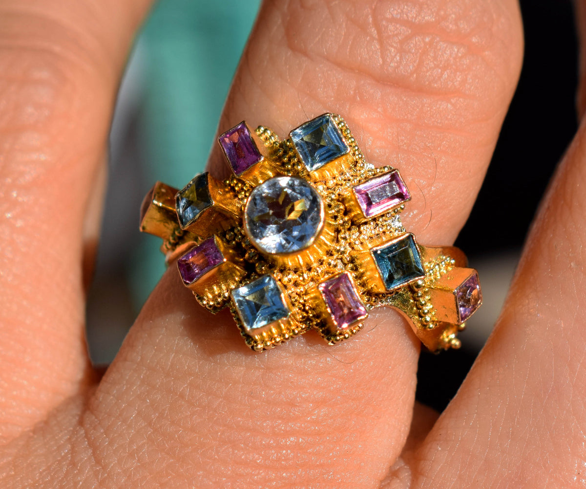 Anillo Surya Namaskar Aguamarina