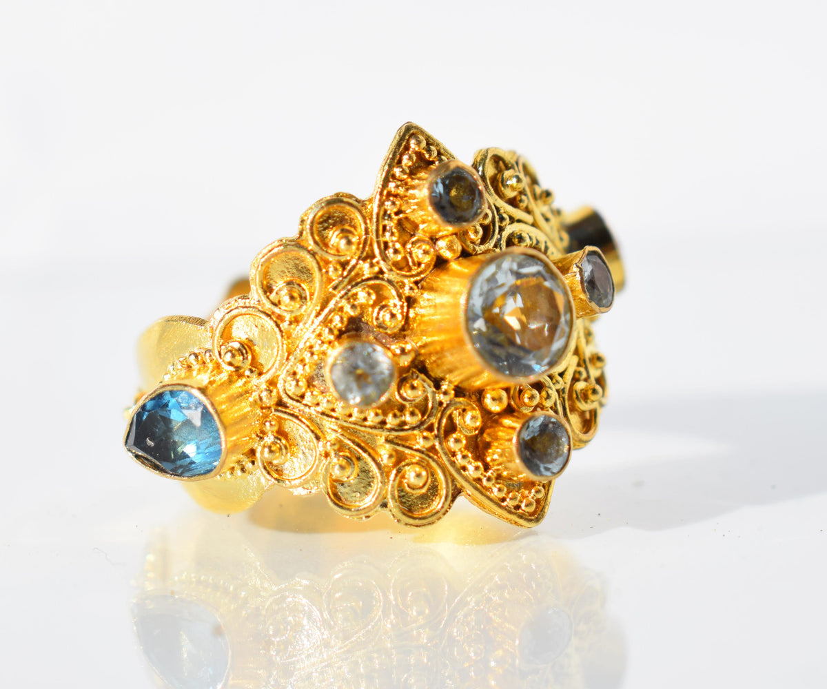 Anillo Gold Habibi Aguamarina