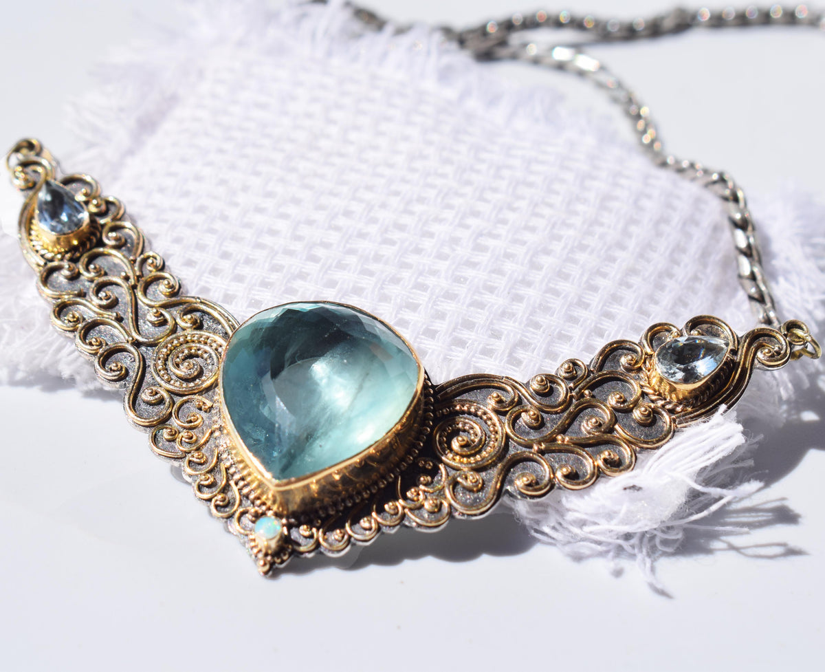 Collar Angel Wings Aguamarina