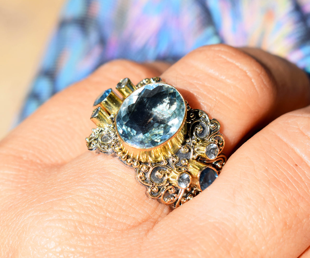 Anillo Sultan Aguamarina