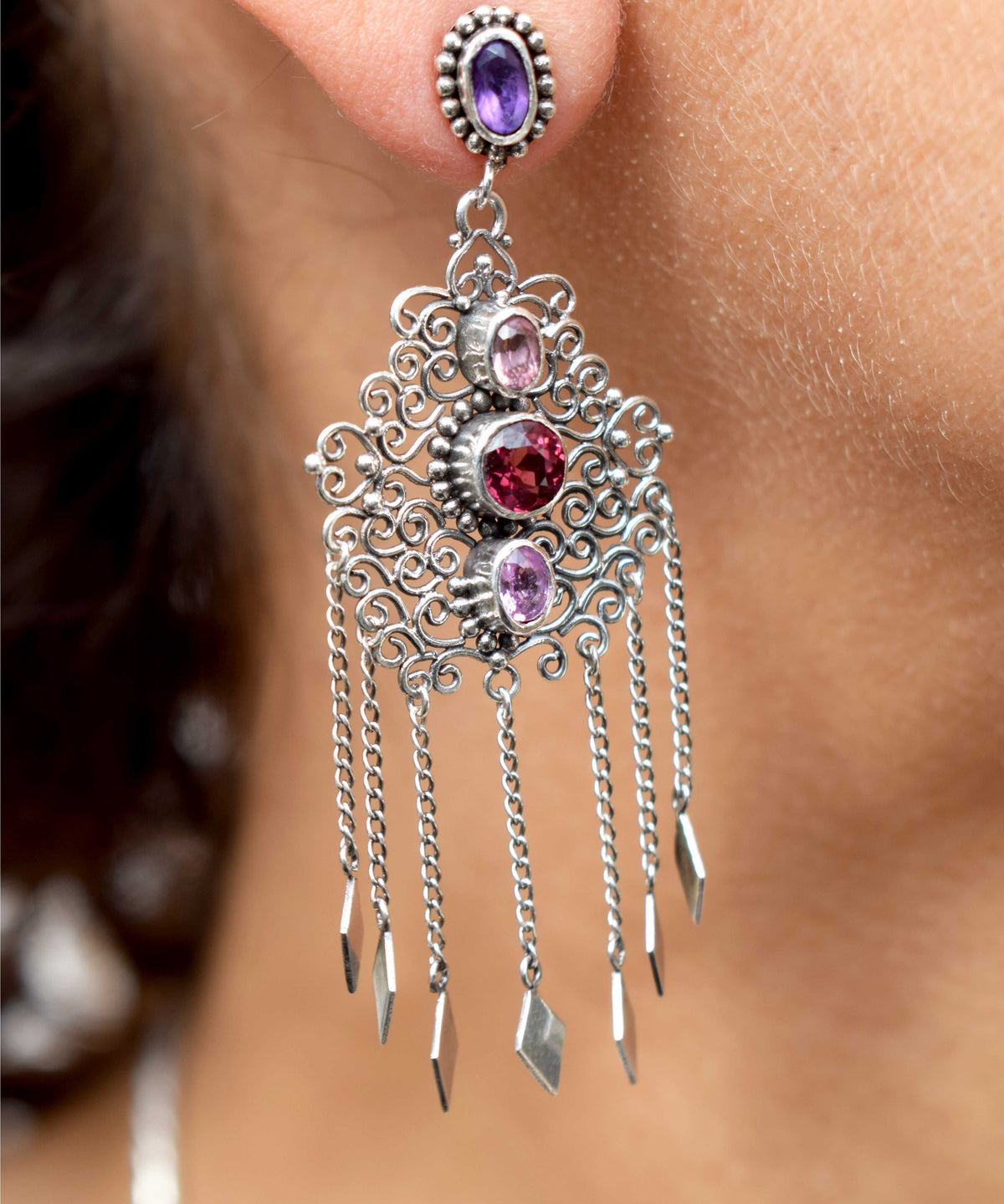 Aros Kalbelia Silver Rodolitas