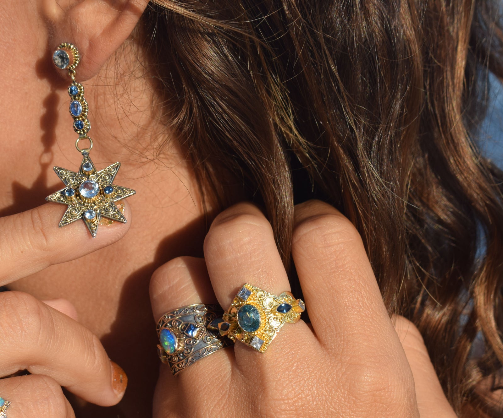 Aros Venus Aguamarinas