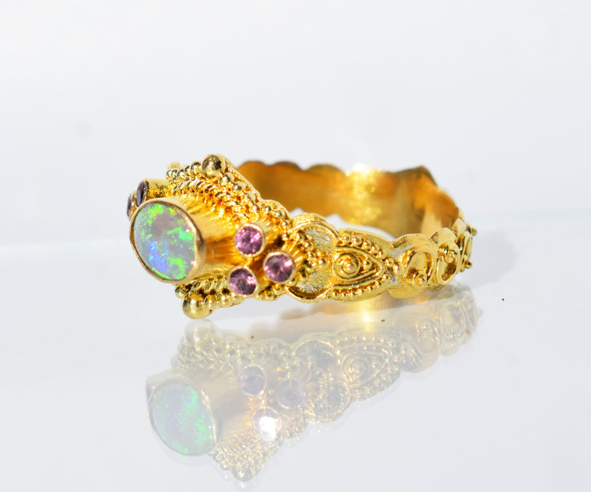 Anillo Azahara gold Opalo