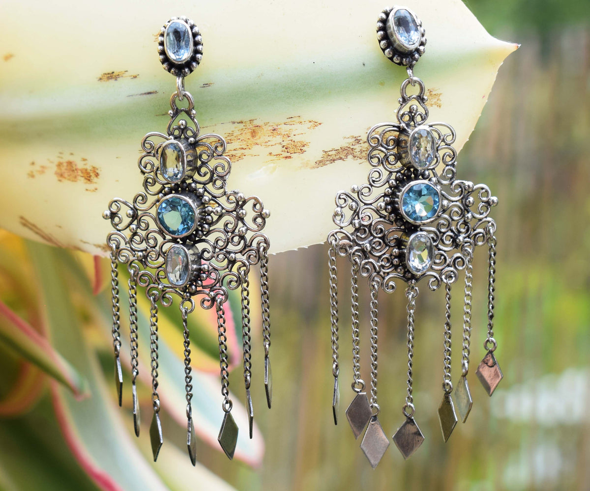 Aros Kalbelia Silver Topacios