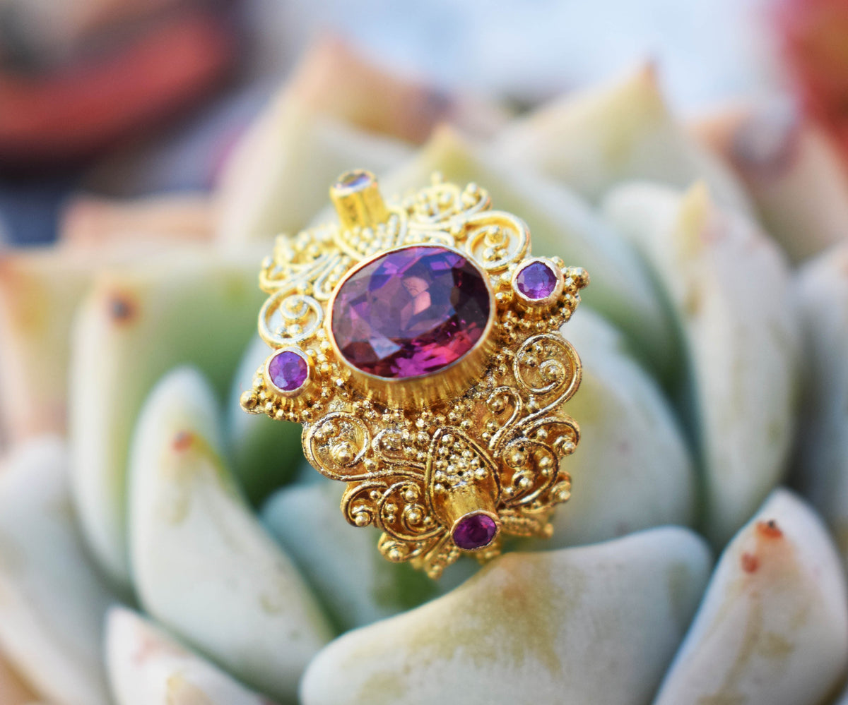 Anillo Lotus Turmalina