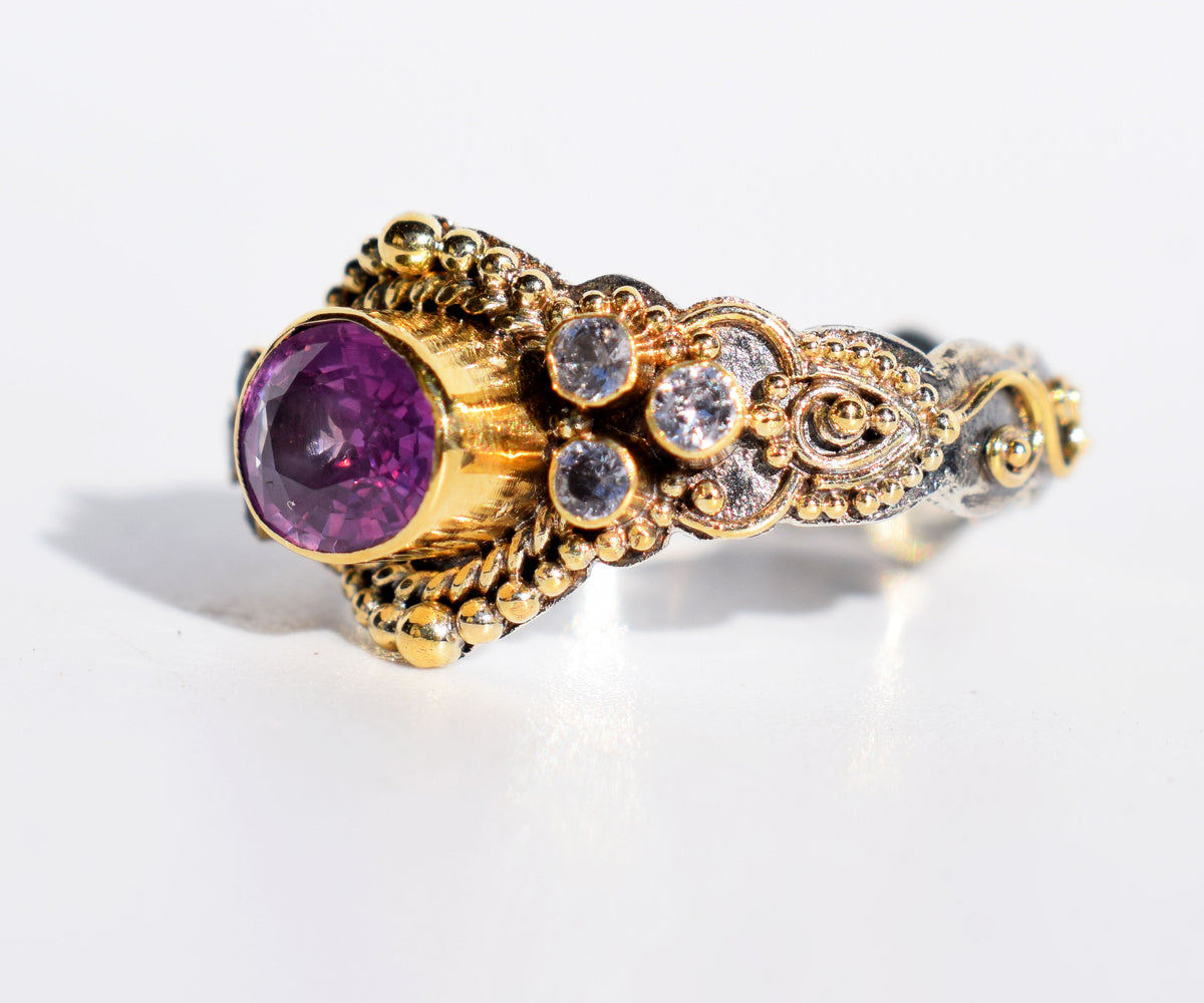 Anillo Azahara Zafiro Rosado