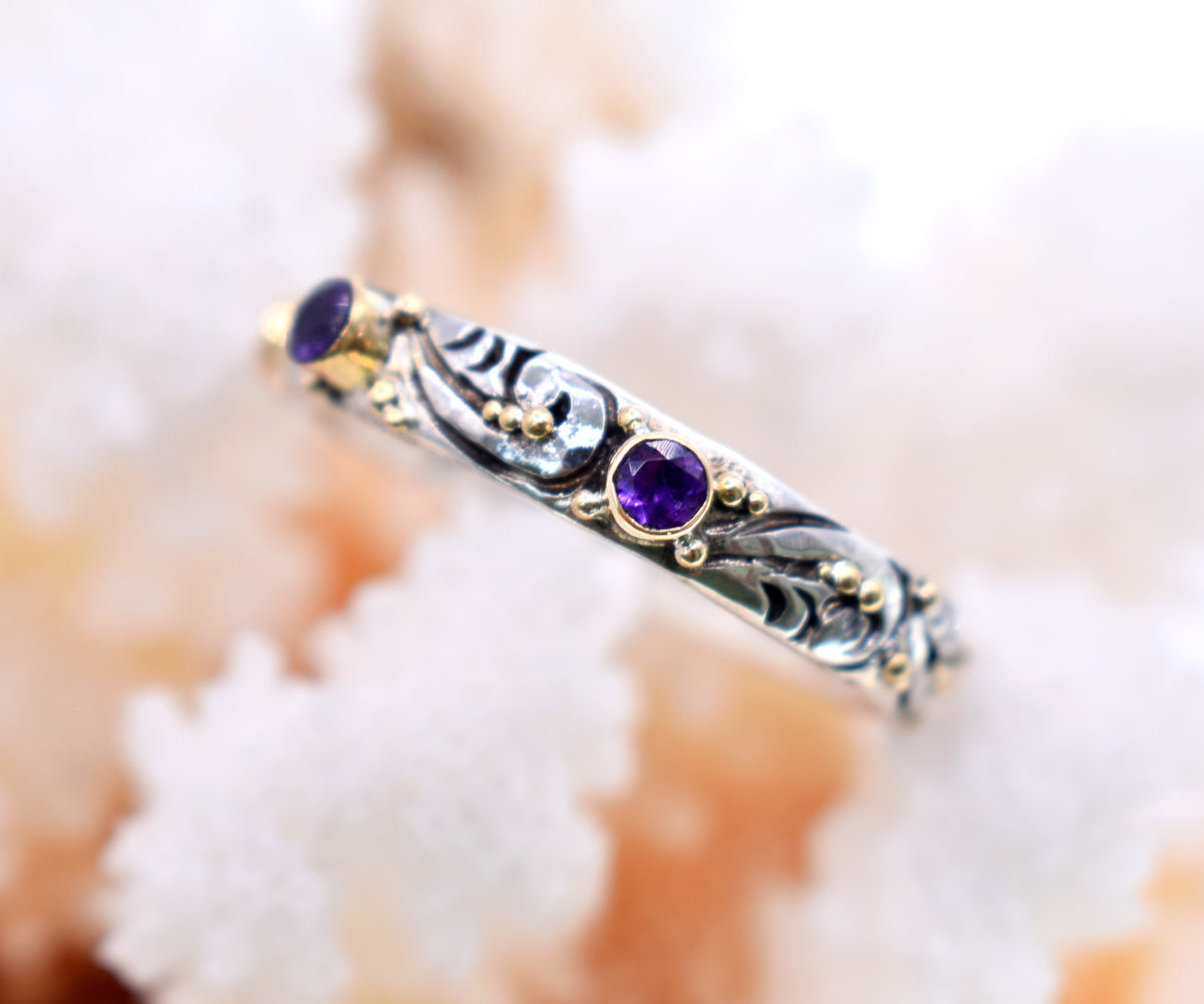 Anillo Basic Tallado Amatista