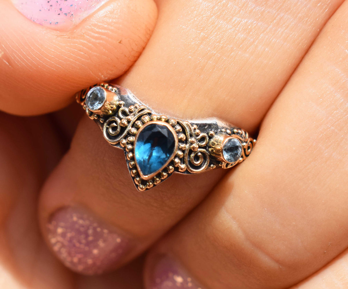 Anillo Fusión Topacio Aguamarinas