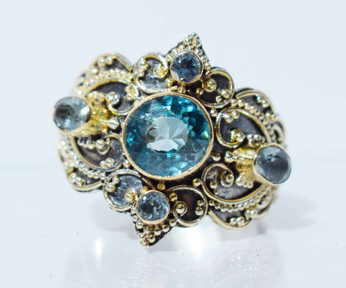 Anillo gold and Silver Kerala Zircon