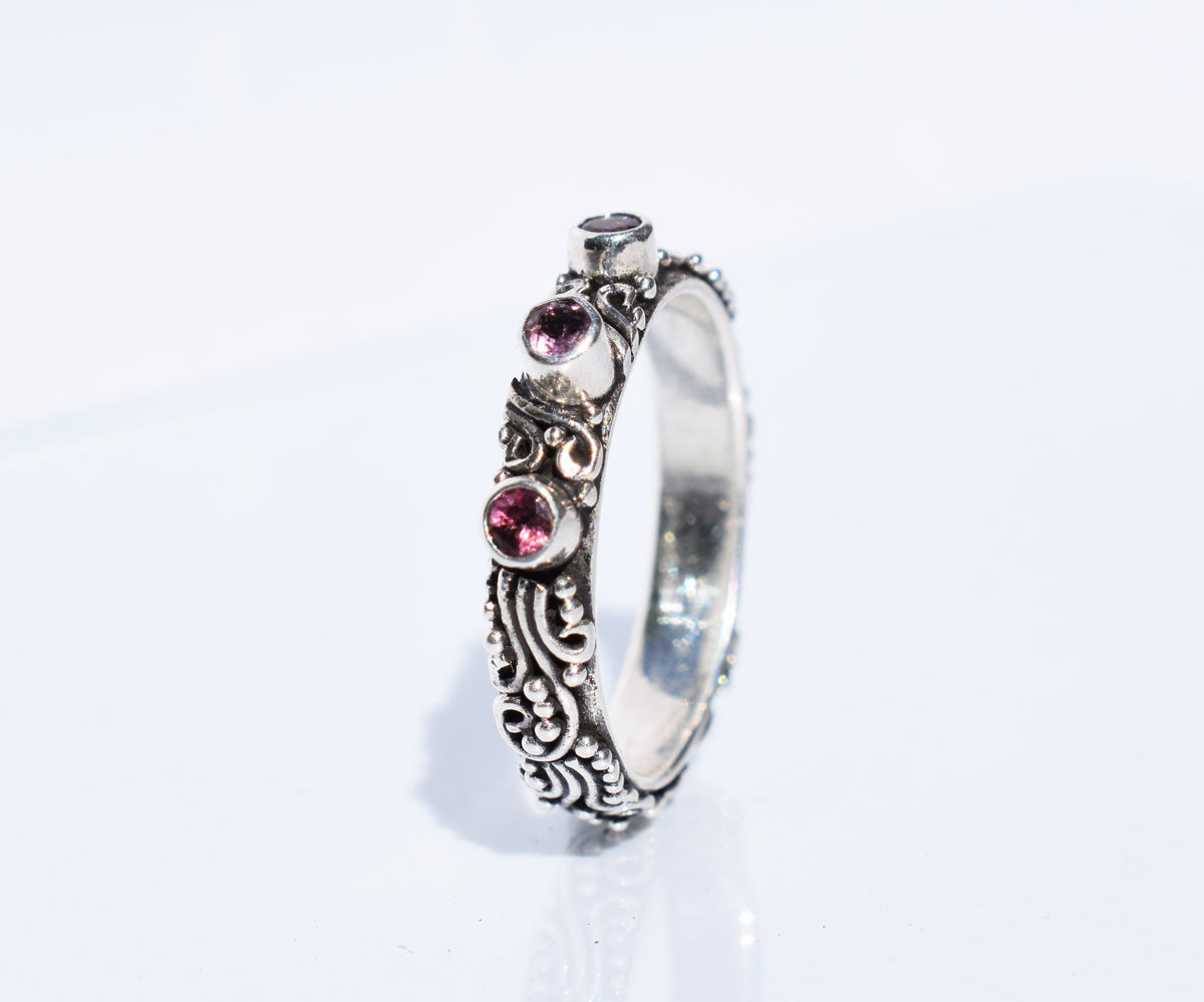 Anillo Basic Zafiros rosados