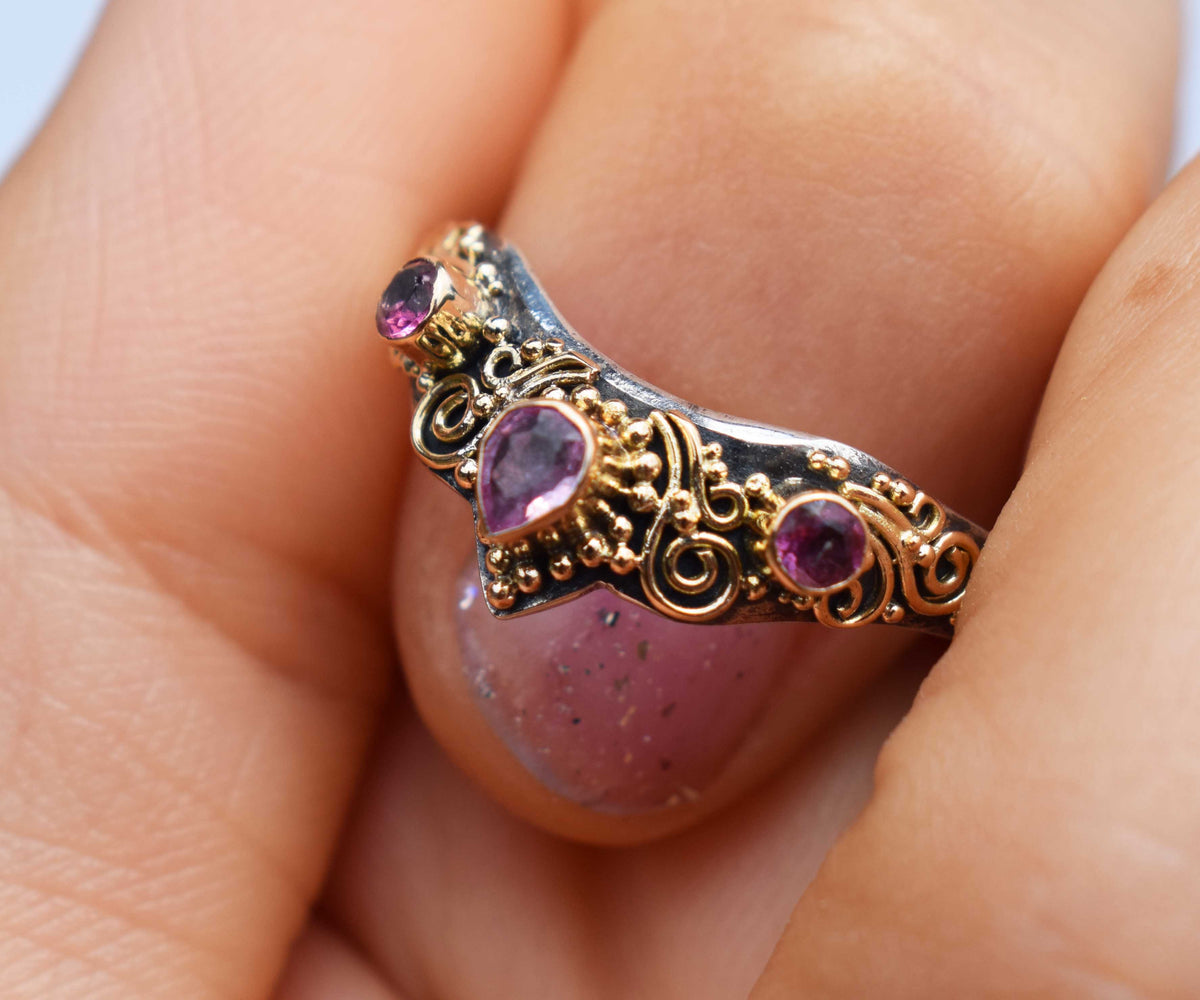 Anillo Fusión Zafiro rosado Turmalinas