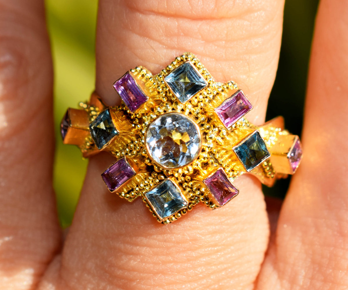 Anillo Surya Namaskar Aguamarina