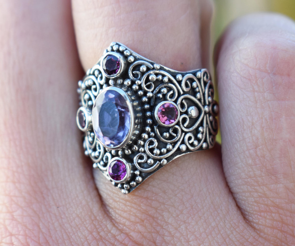 Anillo Peace Amatista Rodolitas