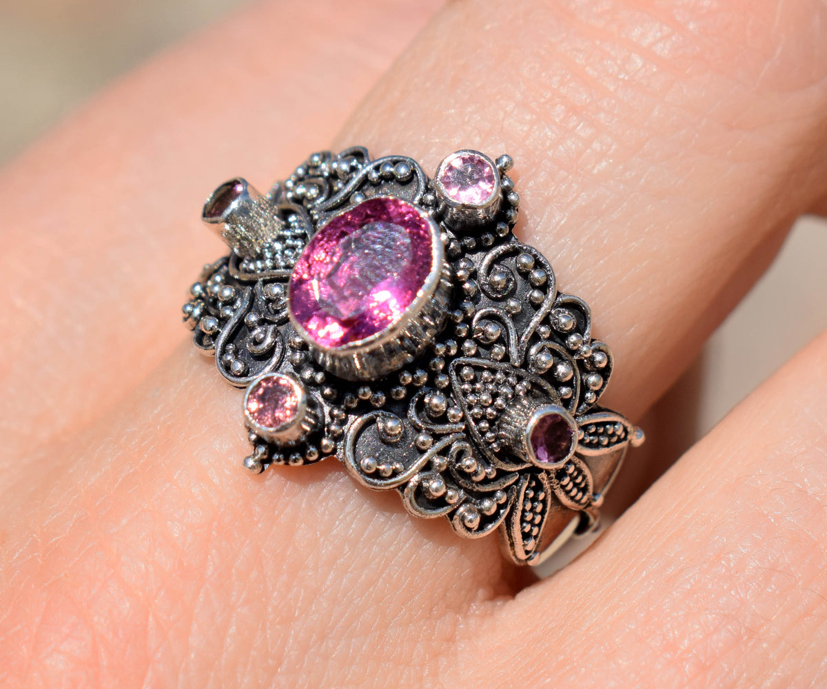 Anillo Lotus Turmalina