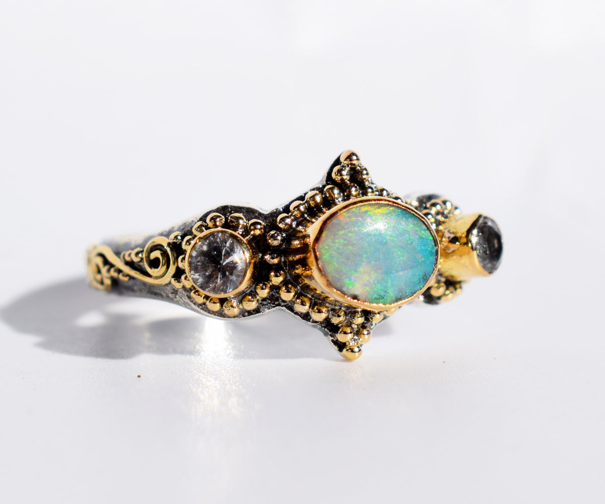 Anillo Roma Opalo Topacios